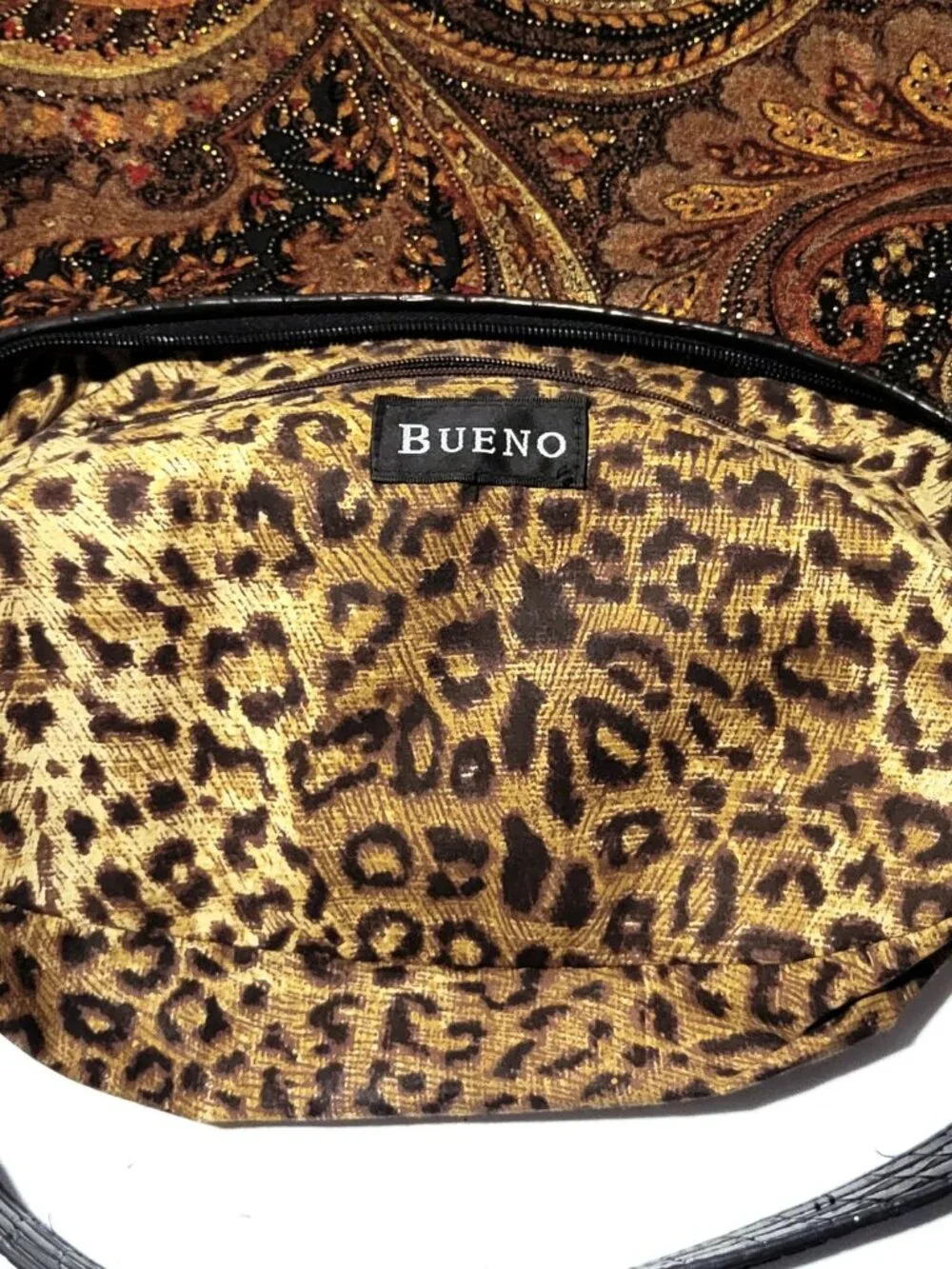 Bueno Tapestry Purse Half Moon Structured Boho Cottagecore Sparkle Vintage - Picture 15 of 16